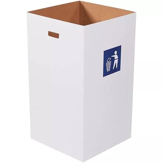 AVIDITI Cardboard Trash Cans and Recycling Bins, 50 Gallon 18"L x 18"W x 36"H (10-Pack) Reusable or Disposable Pop Up Garbage Boxes for Parties, Outdoor Events, Heavy Duty, Recycle