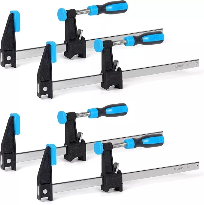 Bar Clamps for Woodworking 12 Inch,4 Pack Wood Clamps Adjustable and Release Quickly,Woodworking Clamps Throat Depth 2.5 Inch,Serrated Steel Rail,Bar Clamps Force 600 Lbs