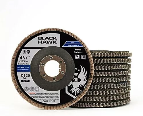 BHA Grinding and Sanding Flap Discs T27, 4-1/2" x 7/8", 120 Grit - 10 Pack