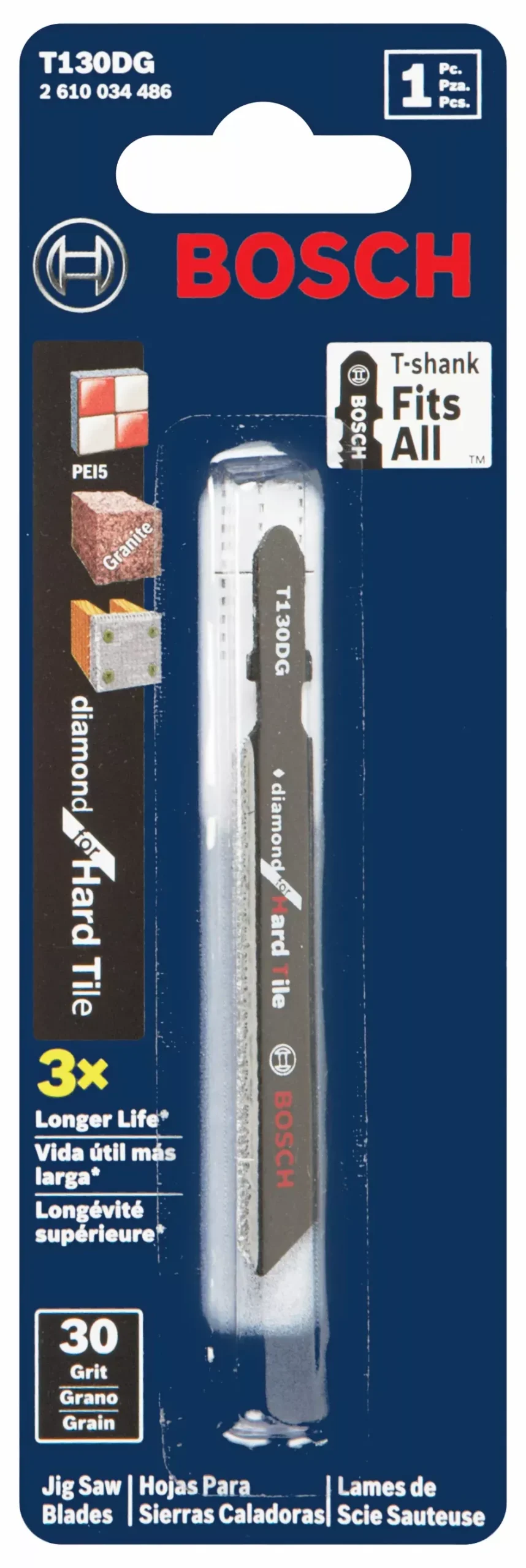 Bosch 1 pc 3-1/4" 30G Diamond, Hard Tile TS Jigsaw Blades T130DG