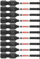 Bosch 10 pc Impact Tough 2" Torx #15 Power Bits (Bulk) ITT152B