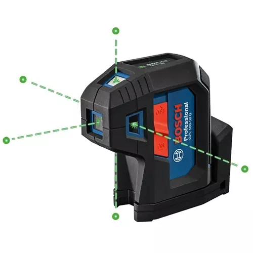 Bosch 125' Self-Leveling Five-Point Green Beam Alignment Plumb & Level Laser GPL100-50G
