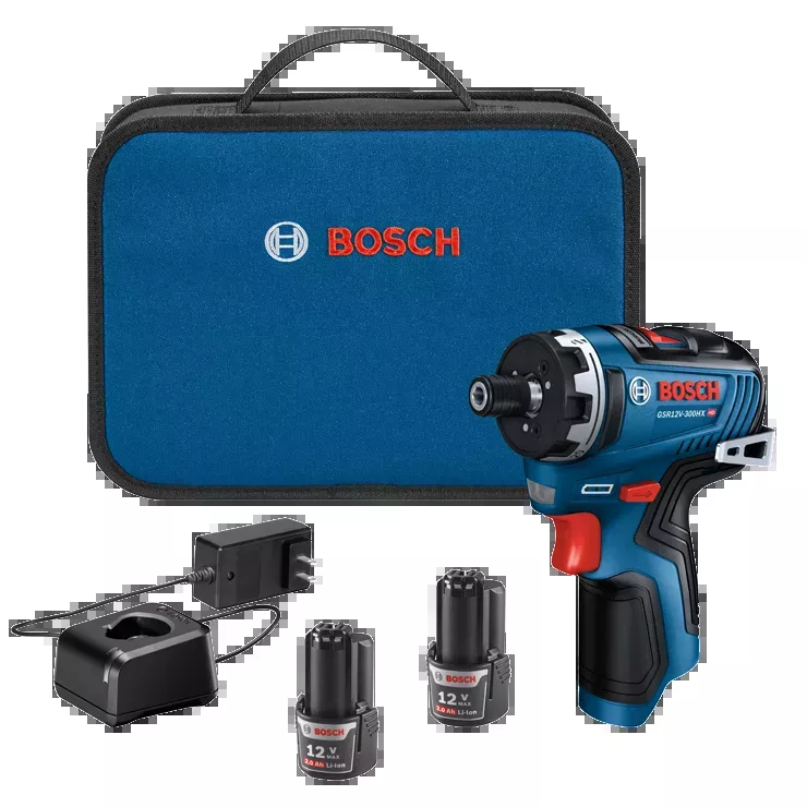 BOSCH 12V MAX 1/4" Hex Two-Speed Screwdriver Kit