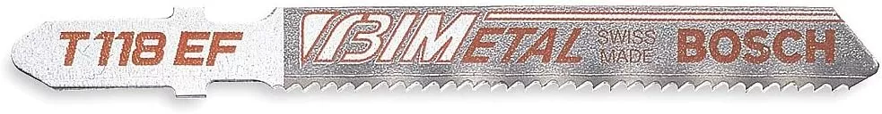 Bosch 3" 18 TPI Bi-Metal T-Shank Jigsaw Blade, 5-Pack T118EF
