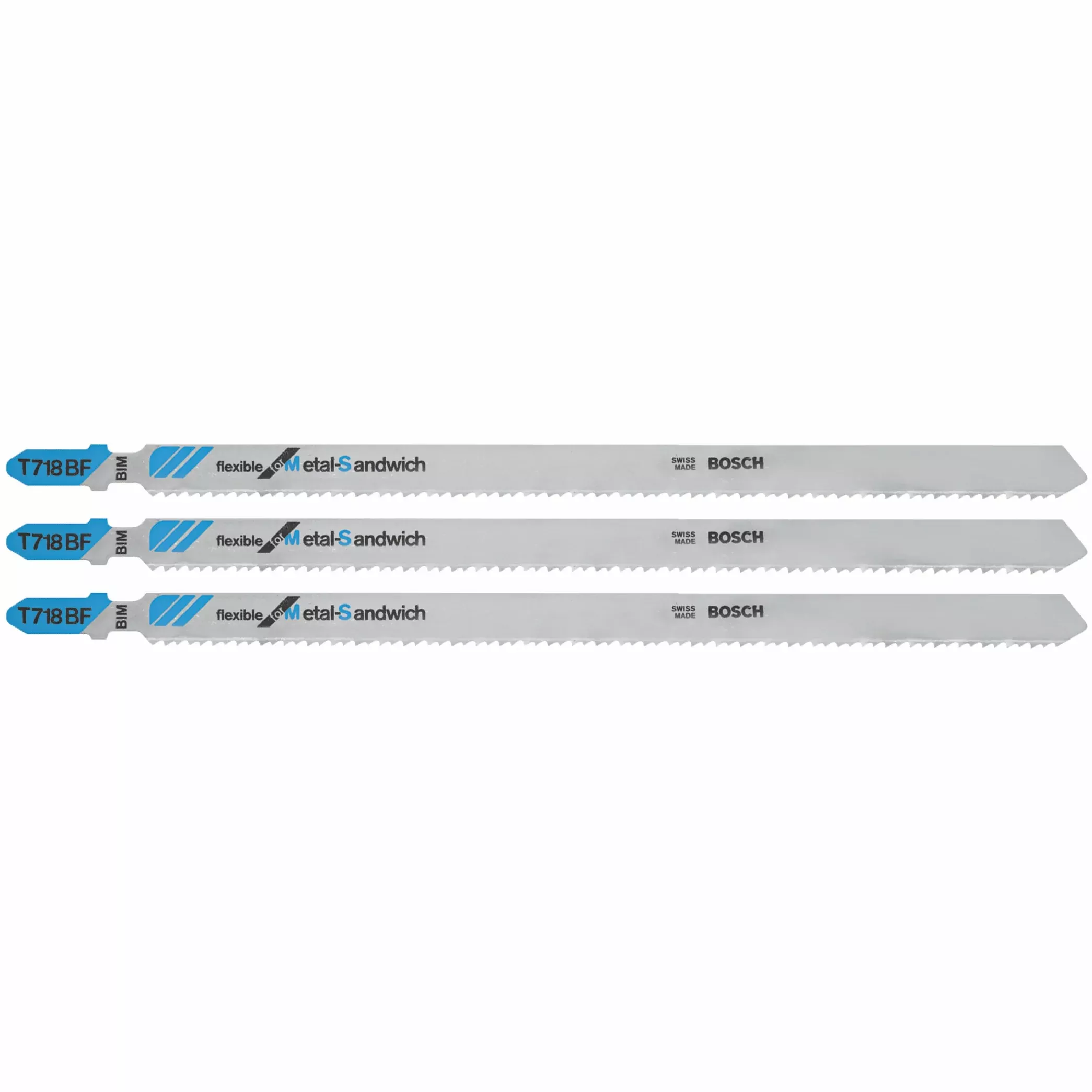 Bosch 3 pc 7" 14 TPI Flexible, Sandwich T-Shank Jigsaw Blades T718BF3
