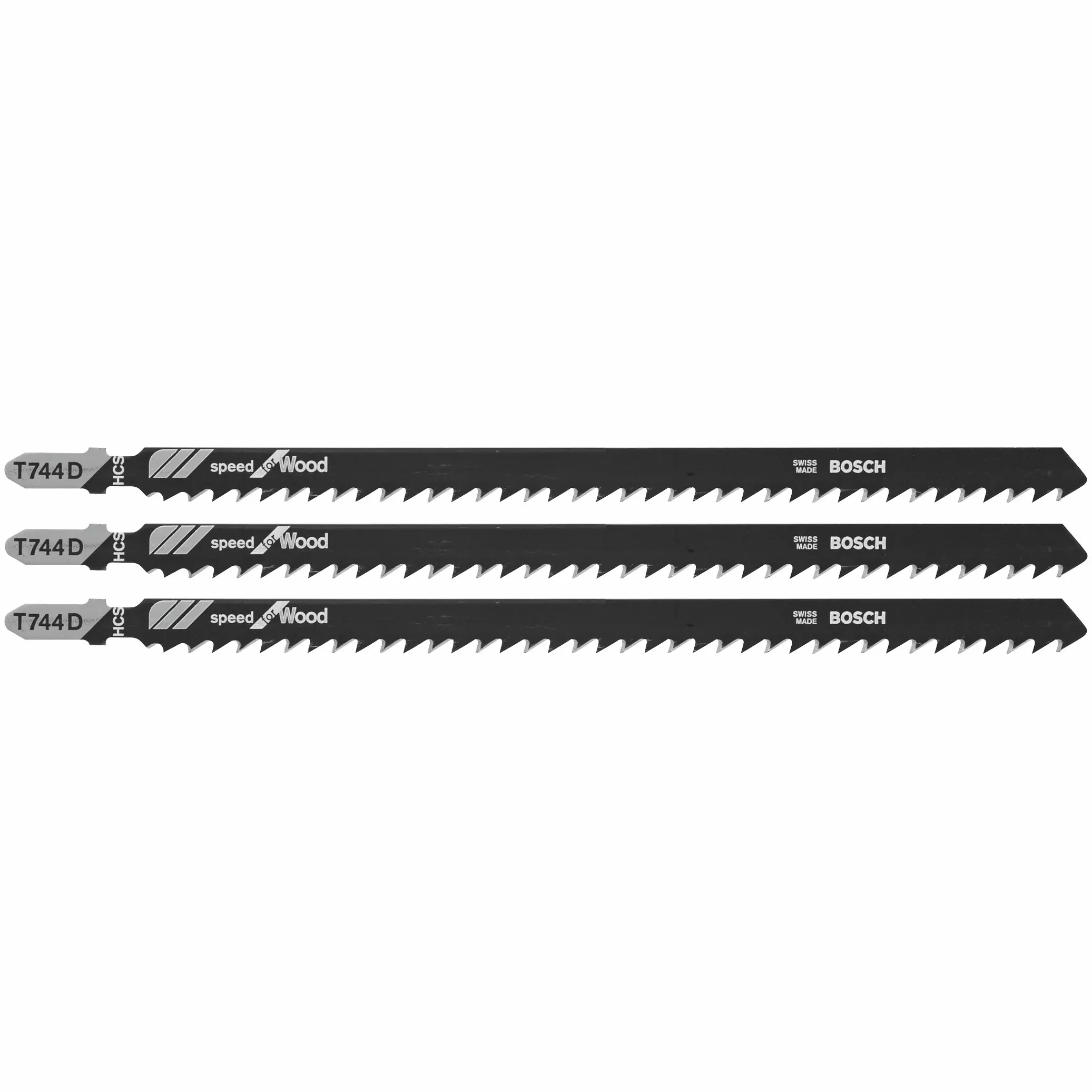 Bosch 3 pc 7" 7 TPI Speed, Wood T-Shank Jigsaw Blades T744D3