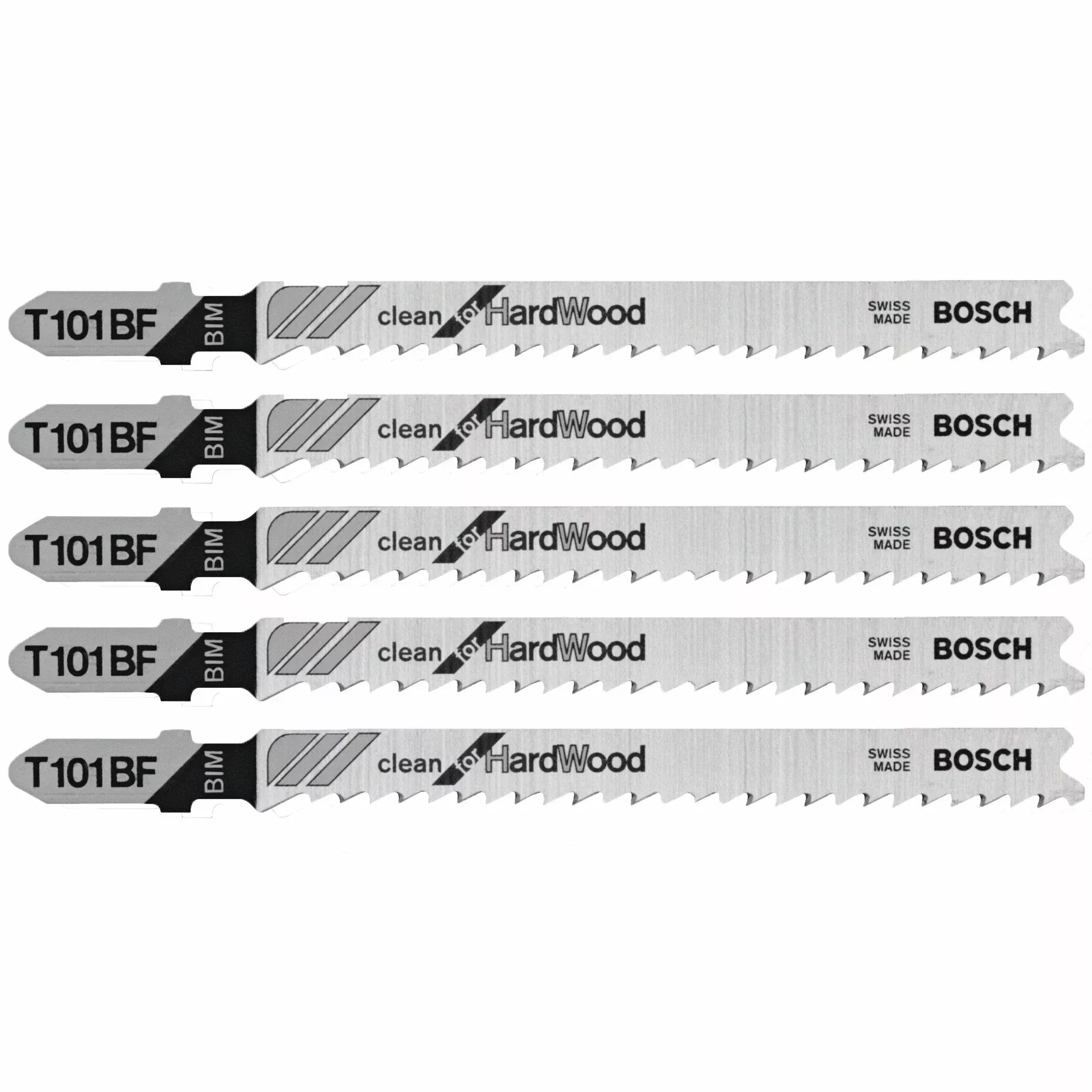 Bosch 5 pc 4" 10 TPI Clean, Hardwood TS Jigsaw Blades T101BF