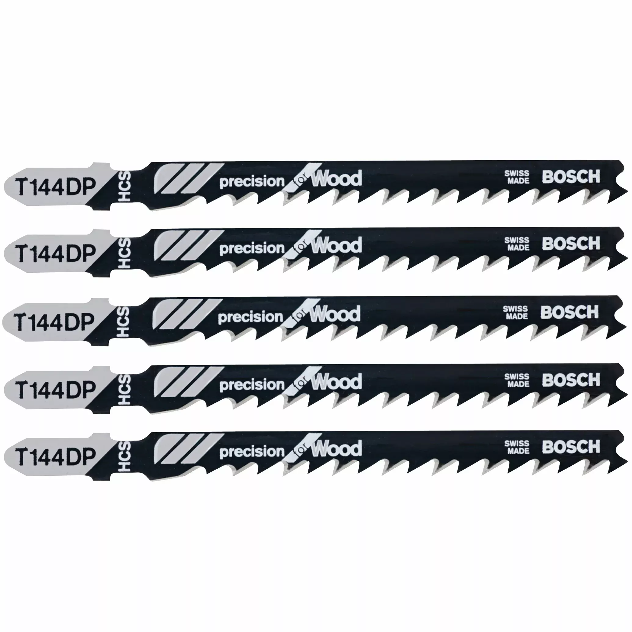 Bosch 5 pc 4" 6 TPI Precision, Wood T-Shank Jigsaw Blades T144DP