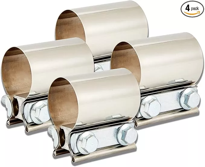 Butt Joint Band Clamps,Exhaust Muffler Clamp Exhaust Pipe Clamps Sleeve Stainless Steel (2, 1.5'')