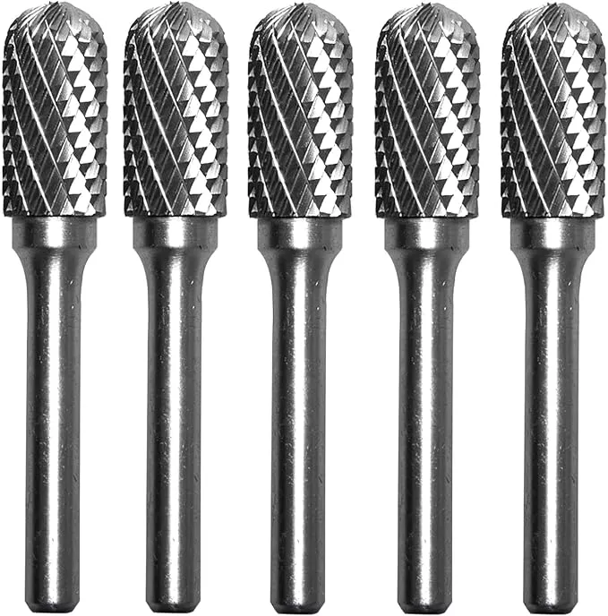 Carbide Burr Set 1/4" Shank SC-5 Die Grinder Bits Tungsten Double Cut Burr Bits (1/2" Cutter Dia X 1" Cutter Length) for Die Grinder Kits Metal Grinding Drilling Polishing (1pcs)