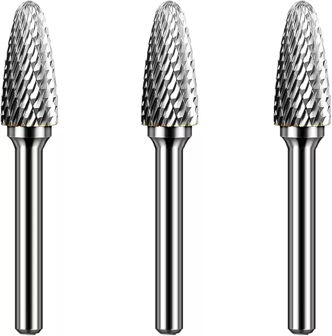 Carbide Burr Set 1/4" Shank SF-5 Die Grinder Bits Tungsten Double Cut Burr Bits (1/2" Cutter Dia X 1" Cutter Length) for Die Grinder Kits Metal Grinding Drilling Polishing (1pcs)