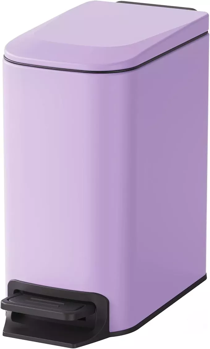 Cesun Small Bathroom Trash Can with Lid Soft Close, Step Pedal, 6 Liter / 1.6 Gallon Stainless Steel Garbage Can with Removable Inner Bucket, Anti-Fingerprint Finish (Matt Black)