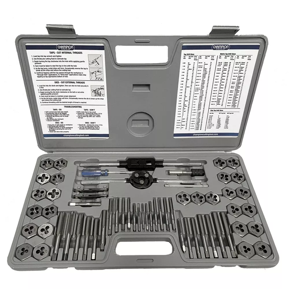 CHAMPION 60 PC. Fractional / Metric Tap & Die Set