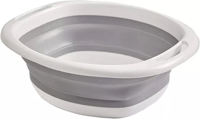 Collapsible Basin,Hand wash basins,Cleaning Basin,Plastic wash Basin,Portable Folding wash Basin,Suitable for Outdoor Camping and Travel (Gray and White)