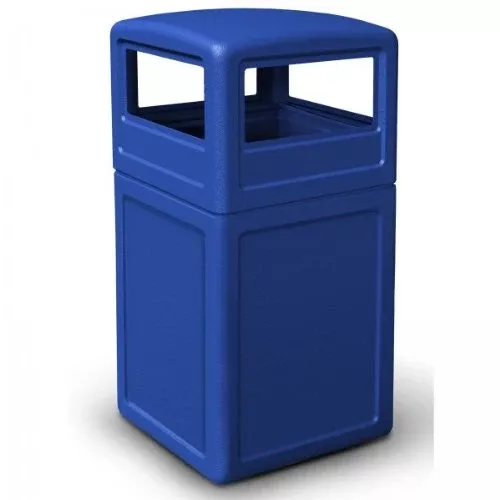 Commercial Zone-73290499 PolyTec 42 Gallon Square Waste Container with Dome Lid Color: Blue