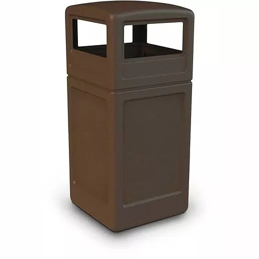 Commercial Zone-73293799 PolyTec 42 Gallon Square Waste Container with Dome Lid Color: Brown