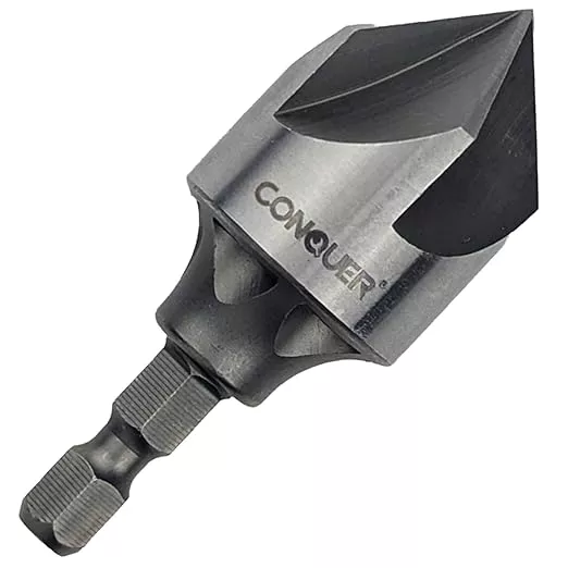 CONQUER Tools 5 Flute Metal Countersink Drill Bit, 87 Degree for 1/4'' Hex Shank Fit 5/32~29/32-inch(4~23mm) Beveling Chamfer Tool Holes Shaping Trimming, Inner/Pipe Reamer