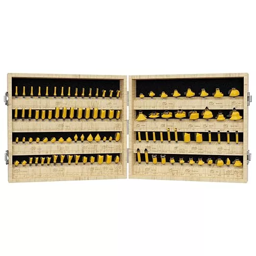 CSOOM 100PCS Router Bits Set - 1/4" Shank, Professional Wood Bits, Tungsten Carbide Milling Bits for Woodworking
