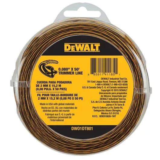 DEWALT 0.080" x 50 ft. Aerodynamic String Trimmer Line - DWO1DT801