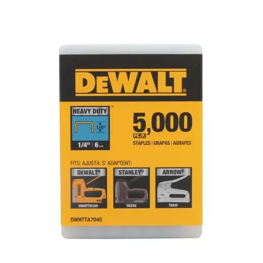 DEWALT 1/4" Heavy Duty Staples (5000-Pack) with Storage Box - DWHTTA7045