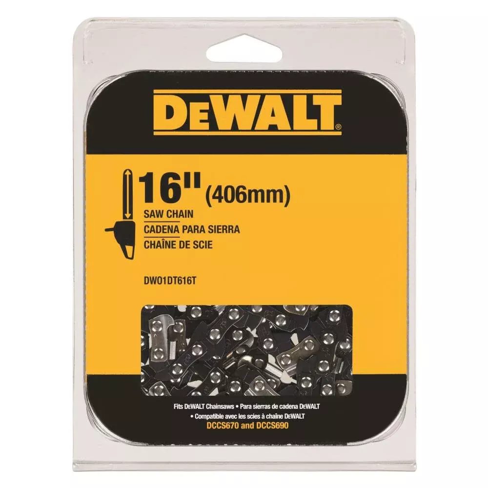 DEWALT 16" Chainsaw Replacement Chain - Low Kickback & Centri-Lube - DWO1DT616T