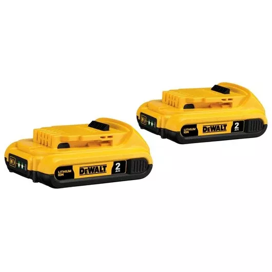 DEWALT 20V MAX* Compact XR 2.0Ah Lithium-Ion Battery 2-Pack with Fuel Gauge (DCB203-2) - The Power Tool Store