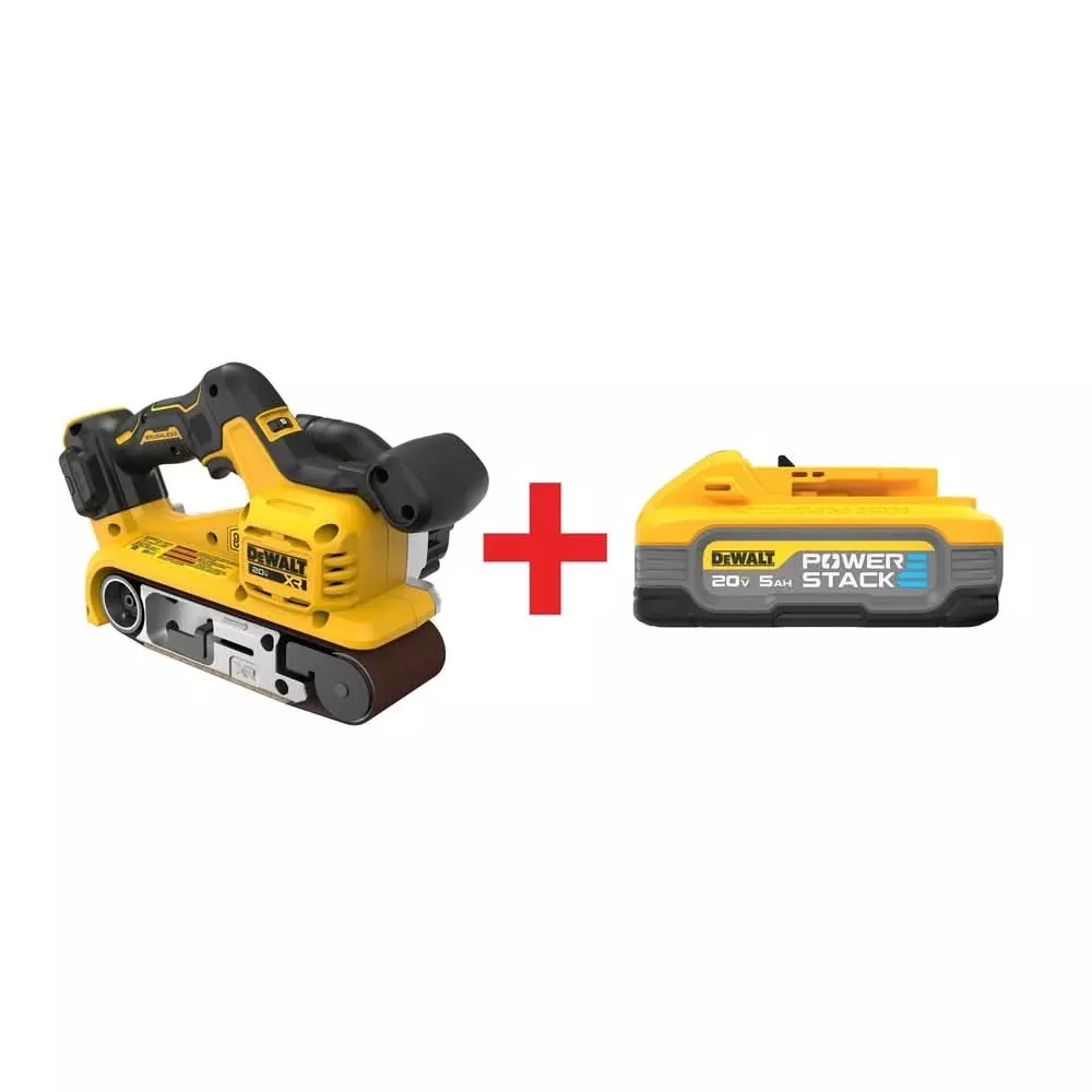 DeWALT 20V MAX XR 3" x 21" Brushless Belt Sander with 20V MAX POWERSTACK 5.0Ah Battery