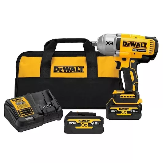 DEWALT 20V MAX XR High Torque Impact Wrench Kit, 1/2" Hog Ring, 1400 ft-lbs Breakaway – DCF900GP2
