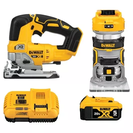 DEWALT 20V MAX XR Woodworking Combo Kit - Router & Jig Saw DCK201P1