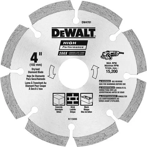 DEWALT 4-1/2" HP Segmented Diamond Blade for Masonry & Concrete - DW4782