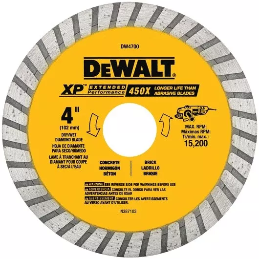 DEWALT 4" XP Turbo Diamond Blade DW4700 - Masonry & Concrete Cutting