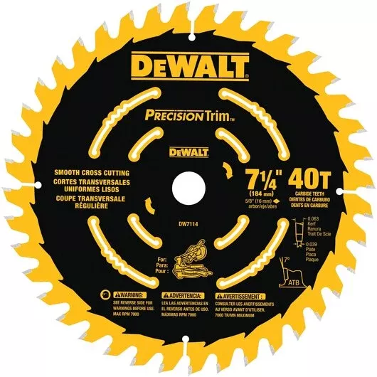 DEWALT 7-1/4 inch 24T Precision Trim Miter Saw Blade DW7112PT