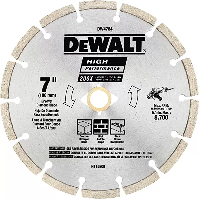 DEWALT 7" HP Segmented Diamond Blade for Masonry & Concrete - DW4784