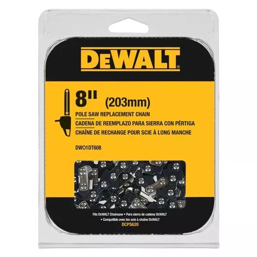 DEWALT 8" Pole Saw Replacement Chain - DWO1DT608 | Smooth, Low-Kickback Cutting