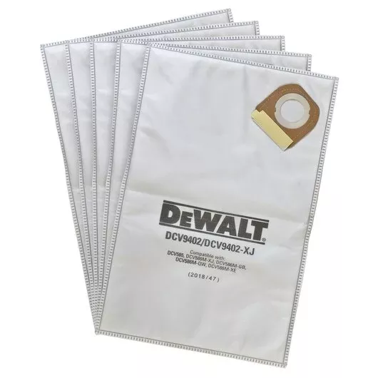 DEWALT DCV9402 Fleece Dust Bags - 5 Pack for DCV585/DCV586 Dust Extractors