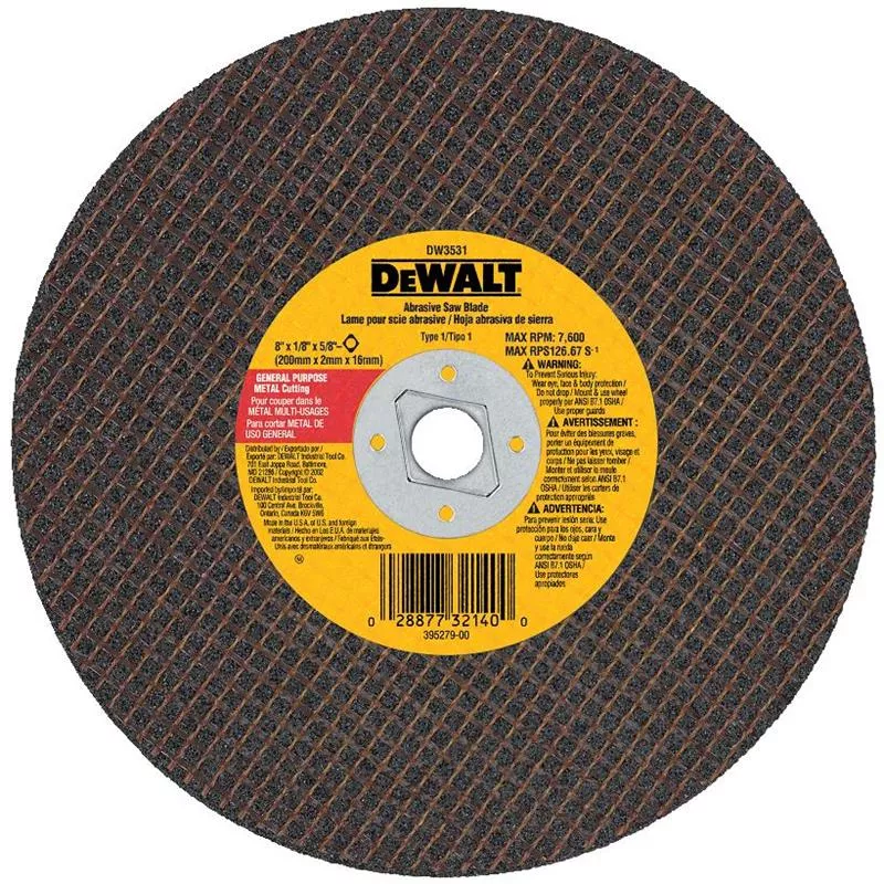 DEWALT DW3531 8" Abrasive Metal Cut-Off Wheel - 5/8" Arbor