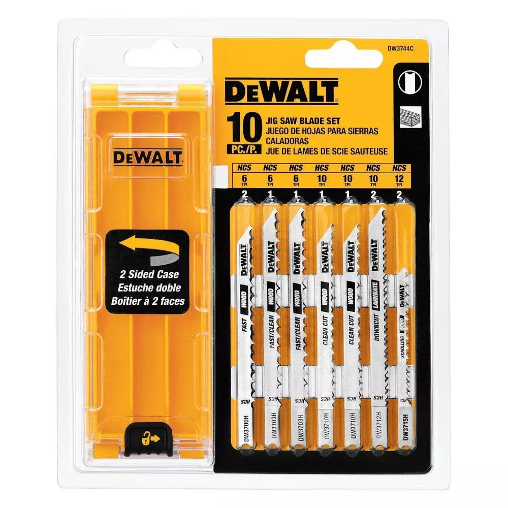 DEWALT DW3744C 10-Pc. U-Shank Jigsaw Blade Set with Case - Precision Wood & Metal Cuts