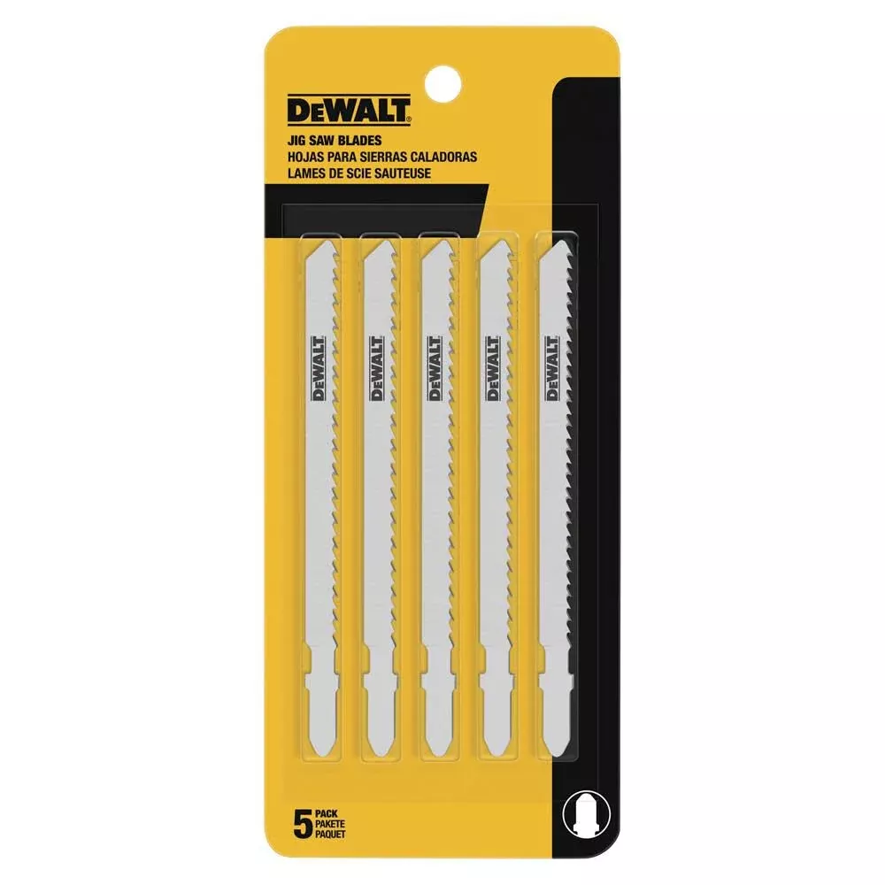 DEWALT DW3753-5 4-inch 6 TPI Fast Clean Wood Jigsaw Blades (5-Pack)