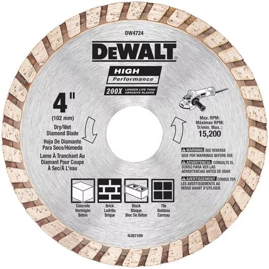 DEWALT DW4725 4-1/2" HP Turbo Diamond Masonry Blade