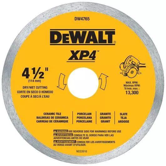 DEWALT DW4738 4-3/8" XP4 Diamond Tile Blade - Ultimate Chip-Free Cuts