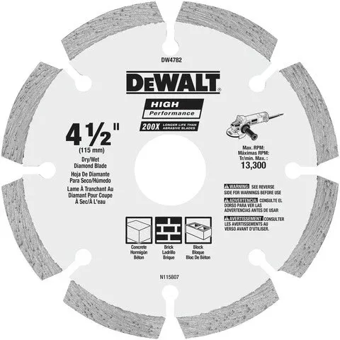Dewalt Dw4782 4 1/2" Segmented Diamond Blade