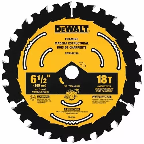 Dewalt Dwa161218 6-1/2 In. Circular Saw Blade 18T (5 Pack)