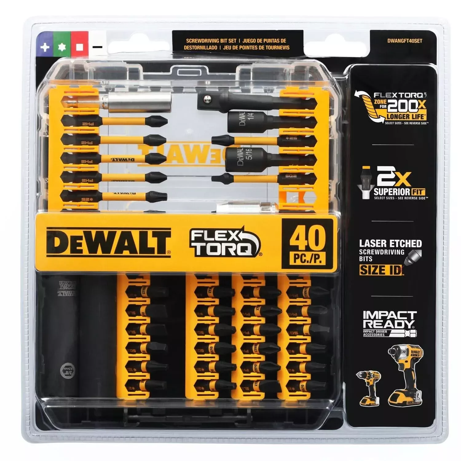 DeWalt DWANGFT40SET 40-Piece FlexTorq Impact Ready Screwdriving Bit Set w/ Case