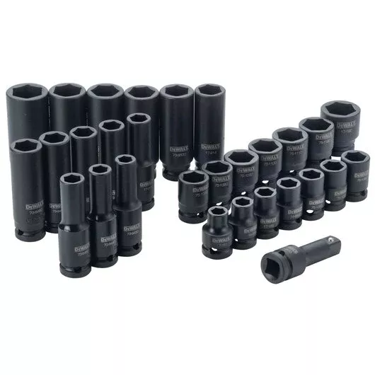 DEWALT DWMT19249 30-Piece 1/2" Drive Combination Impact Socket Set - Metric