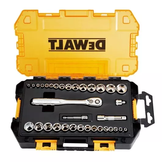DEWALT DWMT45034 34-Piece 1/4" & 3/8" Drive Socket Set - Versatile & Durable Mechanics Tool Kit