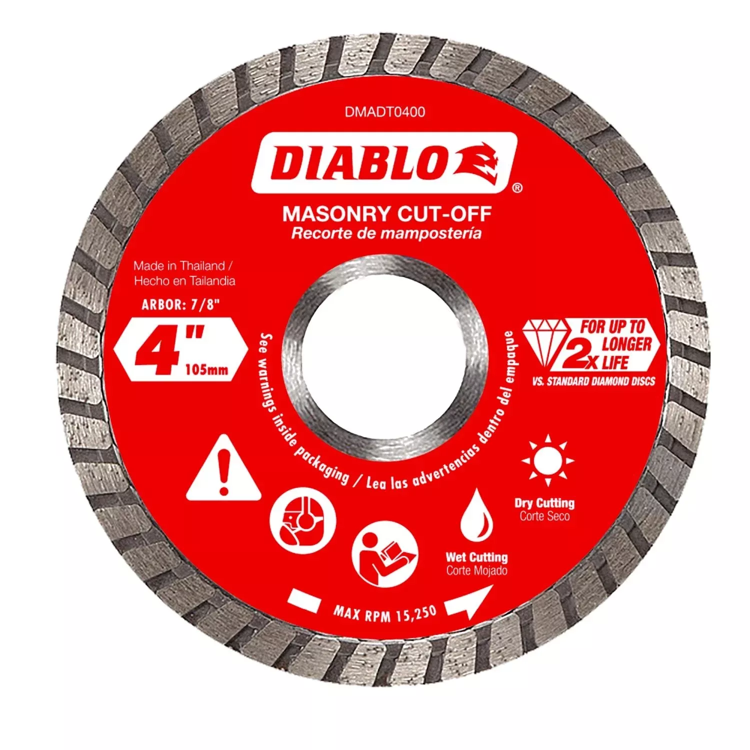 Diablo DMADT0400 4 in. Diamond Turbo Masonry Cut-Off Disc