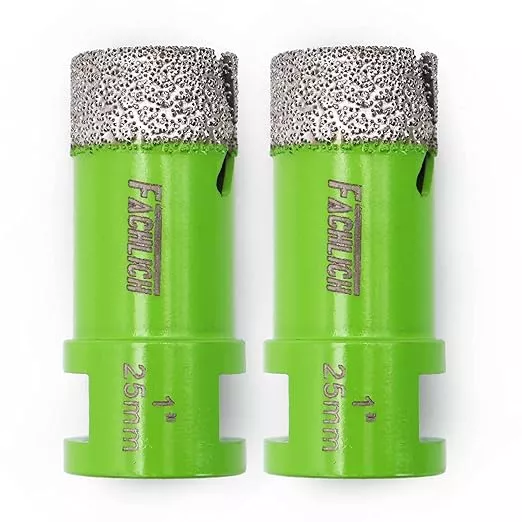 Diamond Core Drill Bits 1" 2pcs 25mm Granite Drill Bits for Porcelain Tile Granite Marble Masonry Brick