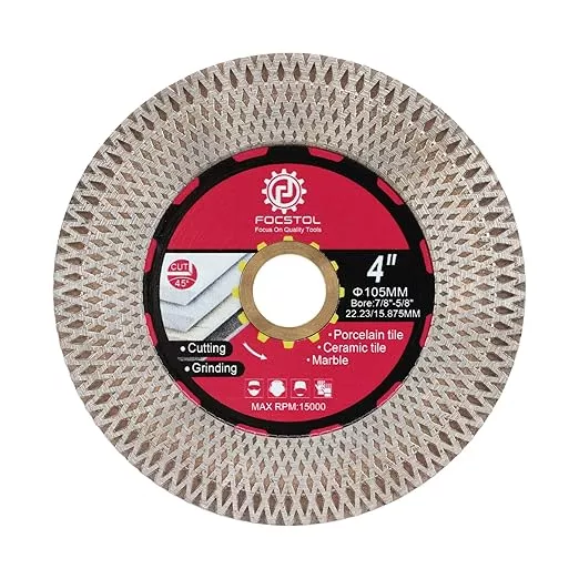 Diamond Tile Saw Blade - 4''(105mm) Cutting & Grinding Disc Wheel for Porcelain Ceramic Tile Marble Granite Artificial Stone with X Mesh Rim for Angle Grinder