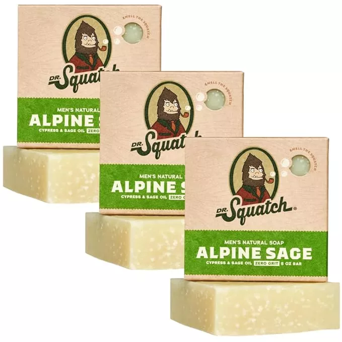 Dr. Squatch Natural Bar Soap for Men - Cold Process Soap with No Harsh Chemicals - Alpine Sage (5 oz, 3-Pack)