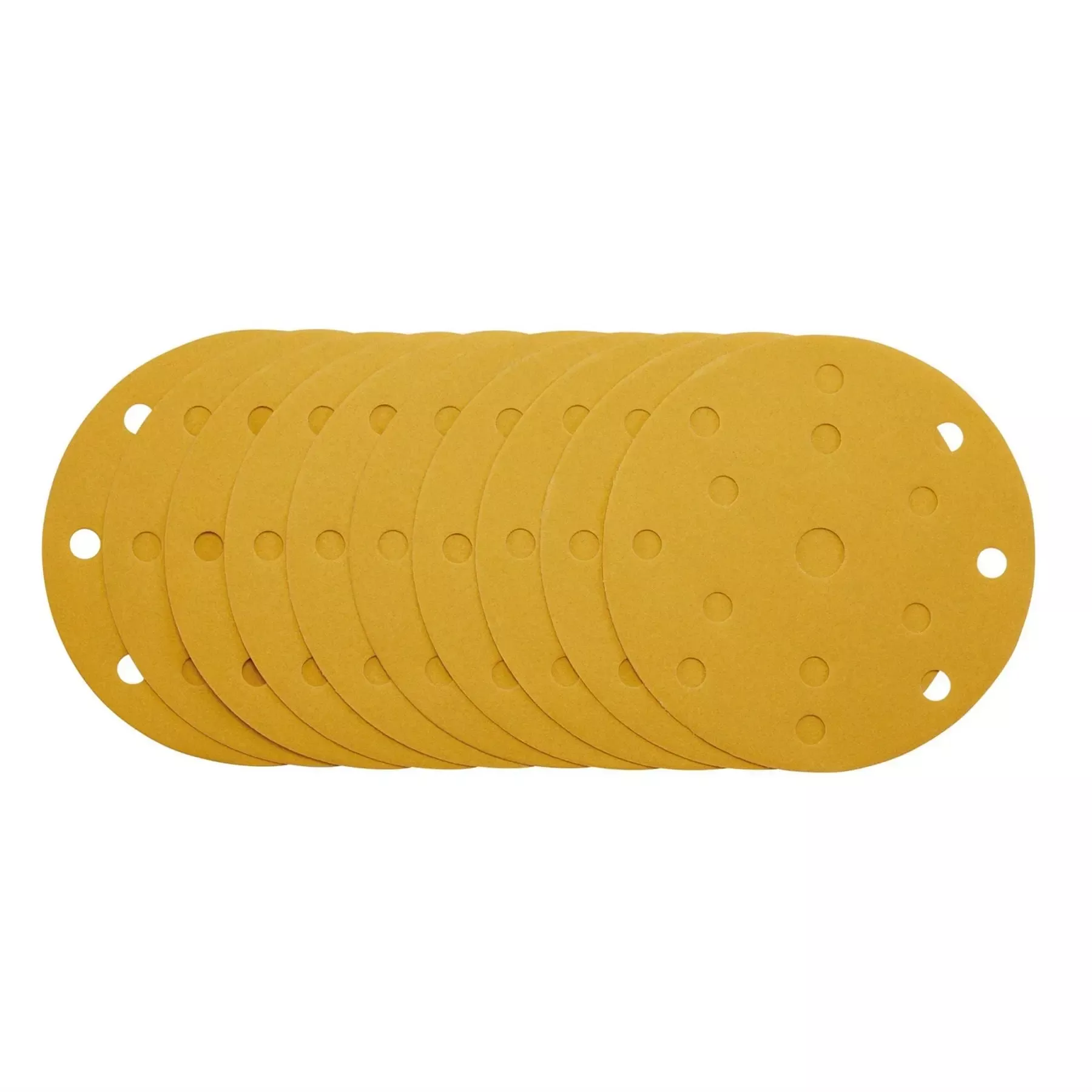 Draper Gold Sanding Discs with Hook & Loop 150mm 240 Grit 15 Dust Extraction Holes (Pack of 10) 08476